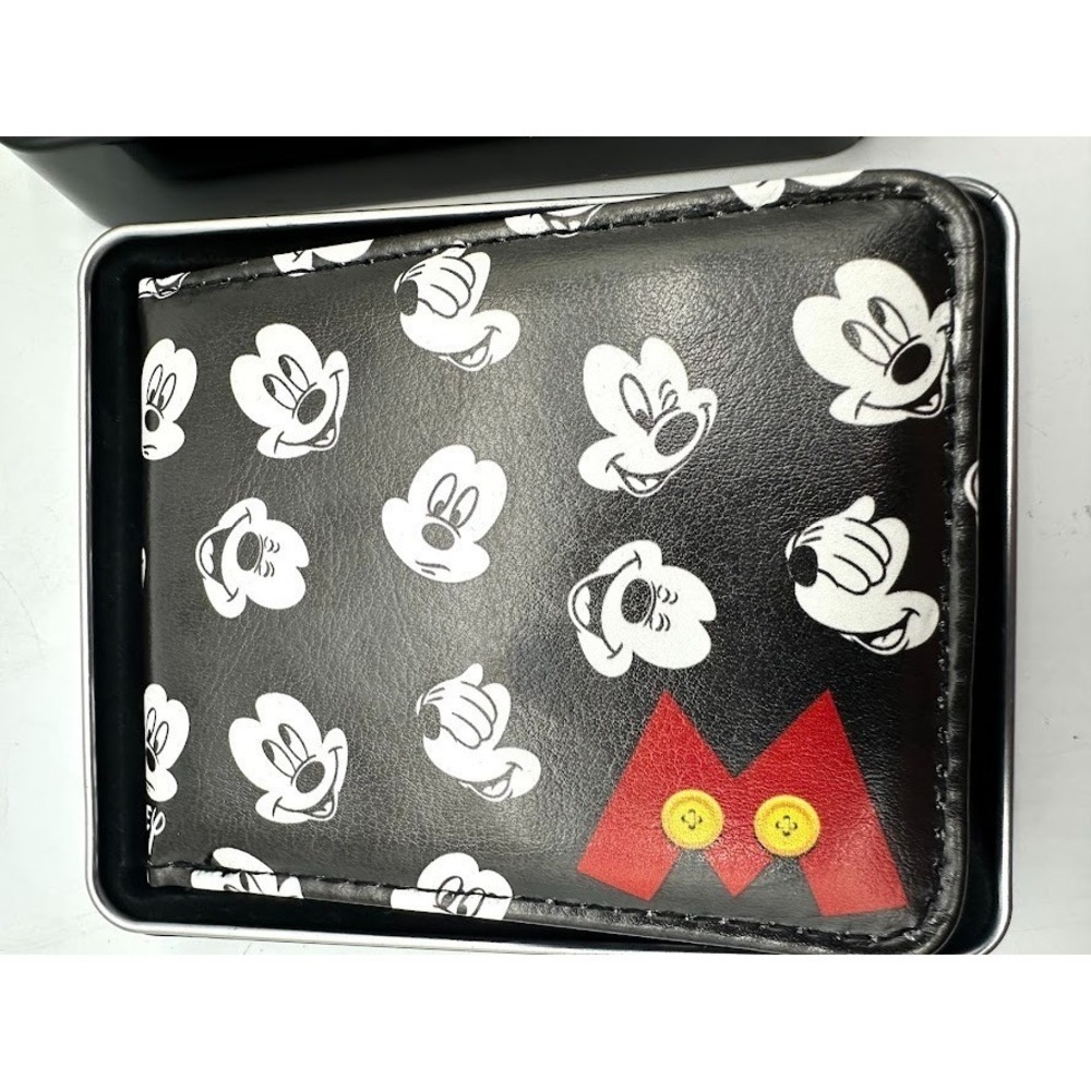 Disney Mickey Mouse Wallet Black Bifold Card Holder Classic Cute Gift Men